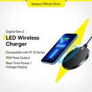 Baseus 15W Wireless Charger for iPhone 14 13 12 Samsung Xiaomi Huawei LED Digital Display Fast Wireless Charging Pad for Airpods Mobile Phones Charger