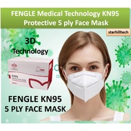 [Ready Stock]{SHT}  20 Pcs FENGLE Medical Technology KN95 Protective 5 Ply Face Mask, 5Ply 3D Mask, 