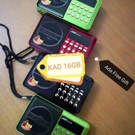 Radio Al-quran Digital MP3 16GB Bacaan 3 Iman Qari 30 Juzuk Al Quran Lengkap, Ceramah, Nasyid DLL