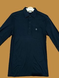 高爾夫服飾 Munsingwear 企鵝牌 男裝 秋冬款 長袖套頭polo衫 長袖上衣 胸口有口袋 黑色
