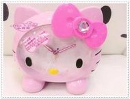 小花花日本精品♥ Hello Kitty 鬧鐘 時鐘 8首音樂粉色趴姿緞帶22008107