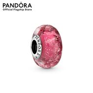 Pandora Pink Wavy Fancy  Murano Glass Charm เครื่องประดับ ชาร์ม ชาร์มสีเงิน สีเงิน ชาร์มเงิน เงิน ชา