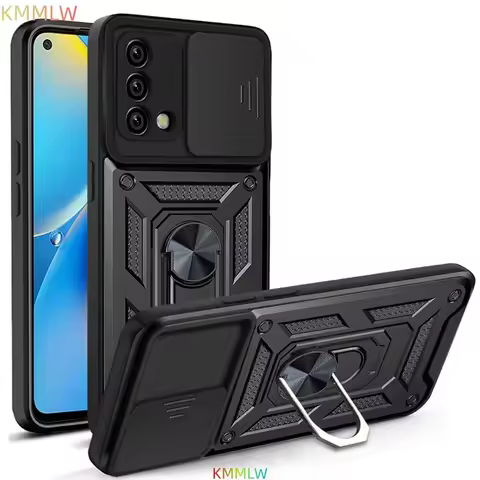 For OPPO A54 A74 4G 5G Case Slide Camera Shockproof Armor Case For OPPO A77 A57 A58 A55 Car Magnetic
