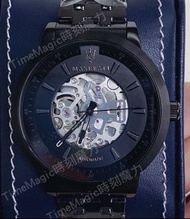 【時刻魔力】(黑騎士)MASERATI 瑪莎拉蒂質感黑前後鏤空機械腕錶-GT系列(R8823134003)