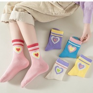 5pairs Kids Girls Sweet Heart Mid Tube Socks 3-12Y Children's Dopamine Holidays Gift stockings Autum