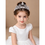 Children Princess Swan Crown Headdress Girl Host Silver Crown Piano Performance Crown Girl Birthday 