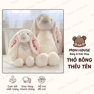 [Gift for Children] Rabbit with long soft fur earrings embroidered with baby's name upon request, Pi