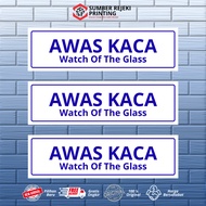 Sign Sticker Beware of Glass Size 7 x 25 cm