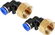 PATIKIL 3/8 Inch Pneumatic Connector Push to Connect Fitting, Pack of 2 PT Female Thread 90 Degree C