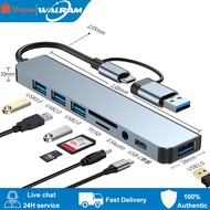 Walram USB C Hub 8 In 1 Laptop Usb Extension Type C To USB 3.0 3.5mm Pd Sd TF Cards Reader Adapter Docking Station