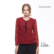 Guy Laroche Womans jacket Luxury lace light jacket แจ็คเก็ตผู้หญิง คอกลม แขนสามส่วน สีแดง GZ1QRE