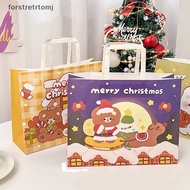 forstretrtomj Merry Christmas Paper Gift Bags Candy Cookie Packing Handbags Christmas Party Supplies Cartoon Cute Large Capacity Tote Bags EN