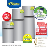 PowerPac 2 Door Mini Fridge + Freezer, shelves, crisper, anti-bac Filter, optimal door seal, temp < 