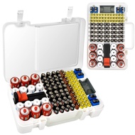 Battery Organizer Storage Case with Tester Checker. Batteries Holder Box Container for 120+ AA AAA 9