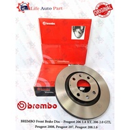 (2PCS) BREMBO Front Brake Disc Rotor Peugeot 206 1.4 XT, 206 2.0 GTI, Peugeot 2008, Peugeot 207, Peu