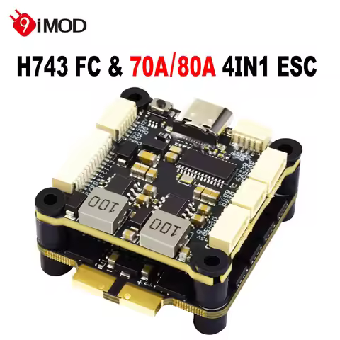 9IMOD H743 Flight Stack H743 Flight Control 4in1 70A/80A ESC 3-8S Lipo 30.5x30.5mm Dual ICM42688 Gyr