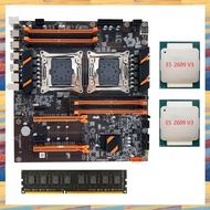 (KUEV) X99 Dual CPU Motherboard LGA2011 Support DDR4 ECC Memory Motherboard with 2XE5 2609 V3 CPU+DDR4 4GB 2133Mhz RAM Replacement Parts