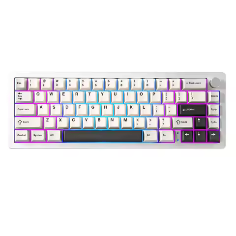 YUNZII AL66 Wireless Mechanical Keyboard, CNC Aluminum 65% Knob Keyboards, Hot Swappable Pre-lubed S