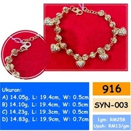🔥SALES🔥 916 Emas Tulen Bola-Bola (5 Love) Rantai Tangan 14gm (SYN-003)