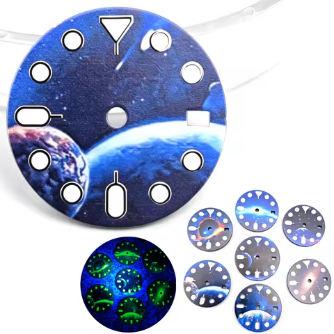 SKX007 28.5mm Starry‑sky Galaxy Watch Dial Space‑themed Lume No Logo For Seiko 5 Sports NH35 NH36 Au