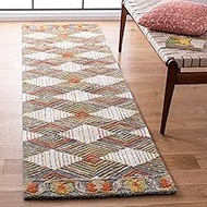 Safavieh Trace Collection TRC522M Handmade Wool Runner, 2' 3" x 8', Blue/Ivory