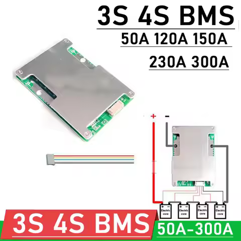 3S 4S BMS 12V 50A 120A 150A 230A 300A 18650 Li-ion LifePo4 Lithium Battery Protection Board W Balanc