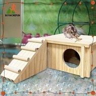 [Buymorefun] Hamster Wood House, Wooden Hut Hut Hamster Hideout with Ladder and