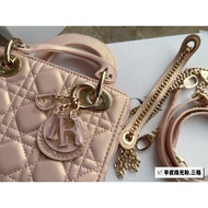 H I G Q U A L T Y Matching Box D-J o y Diana Handbag Premium Elegant Western Style Lambskin Pearl Pi