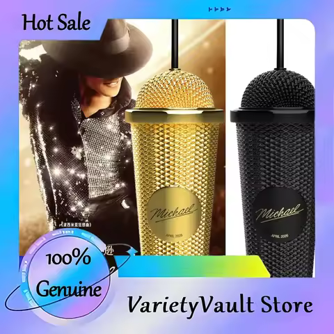 Michael Jackson Movie Collectible Tumbler Set: Microphone-Shaped Cup, Fedora Hat & Popcorn Bucket - 