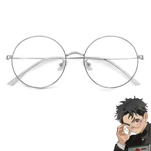 Anime Dandadan Ken Takakura Okarun Cosplay Glasses Round Metal Frame Glass Eyewear Accessories Prop 