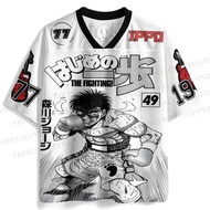 Men's New Makunouchi Ippo Jersey Manga Boxing Stance Graphic #77 #49 #19 Label Short Sleeve Hajime N