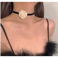3D Rose Flower Choker Necklace, Luxury Black Velvet Choker Necklace For Women Collar Necklace