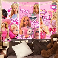 Pink Barbie Tapestry background room decoration bedside tapestry camping tapestry Barbie Princess Po