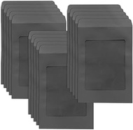 WYAN Pack of 15 A4 Black Envelopes with Window, Kraft Paper Envelopes, Business Envelopes, Window En