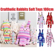 Kartun Mainan Patung Craftholic Rabbit Bolster 100cm Elmo Red Plush Toy Bantal Arnab Hadiah 彩虹 梨花兔 娃