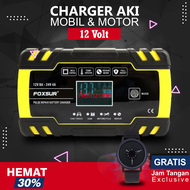 FOXSUR Charger Aki Mobil Motor 130W 12/24V 150Ah with LCD - FBC122408D - Yellow
