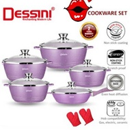 Dessini 10pcs Italy non stick granite cooking pot frying fan set cookware periuk