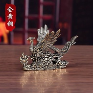[Height About 4.5cm] Brass Desktop Handle Piece Phoenix Chengxiang Spread Wings Home Life Small Orna