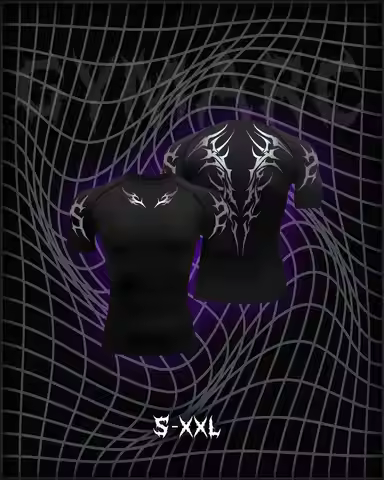 02-Men's Gothic Print Compression Tight Fit Short Sleeve Sports Shirt Workout Tops Gym Compression B