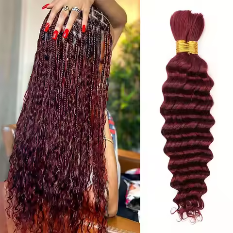 99J Deep Curly Braiding Hair Extensions Brazilian Virgin Human Hair Burgundy Deep Wave Bulk Human Ha