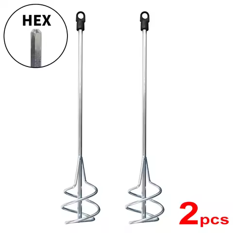 2Pcs 80mm X 400mm Paint Stirrer, HEX Thread, Mixing Paddles for Adheives, Paint Whisk, Cement, Concr