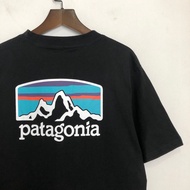 Spot goods USA Torres outdoor favorite PATAGONIA back mounn silhouette Tri-color cotton short sleeve summer essentia 👑S-5XL