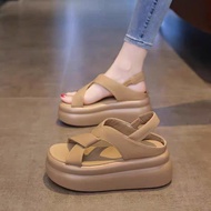 6CM HIGH-SOLE SANDAL WITH SPIRAL STRAPS GENUINE LEATHER PREMIUM TYPE XXI TT