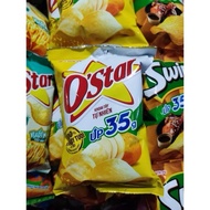 Bag of 10 packs of Swing/Ostar/Toonies Potato Chips, 33g small package. Ostar GOLD SMALL