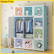 Children's Wardrobe Almari Baju DIY Kids Clothes Organizer Cartoon Cabinet Storage With Hanging Alma