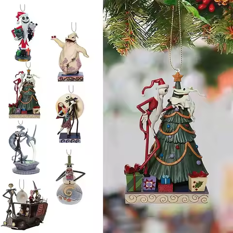 Night-Mare Before Christmas Decorations 7pcs Acrylic Cute Jack And Sally Christmas Tree Pendants Chr