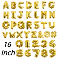 【Buy 5S$ Free One Gift Balloon Tape 1 Roll /100 Dots】16 Inch Gold Alphabet/Letter A to T 0 to 9 Number &amp; Symbol Aluminum/Foil Christmas/Father/Mothers Day Balloons Happy Birthday&amp;Wedding Room Party Decoration