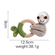 Bopoobo 1pc Baby Rattles Crochet Bunny Rattle Toy Wood Ring Baby Teether Rodent Baby Gym Mobile Ratt