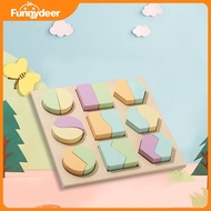 Funnydeer Geometric Shape Puzzle Jigsaw Wooden Educational Shape Puzzle Style B