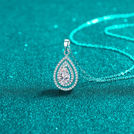 KAFANDENG | Cultured Diamond Necklace 18K Gold PT950 Platinum Silver Waterdrop Shape